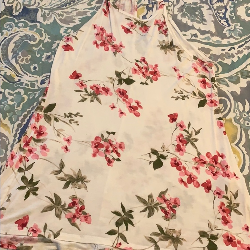 Flowered mini dress/ long tank